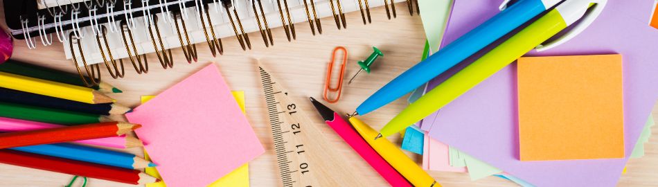 Pencils, pens, ruler for K-5 students